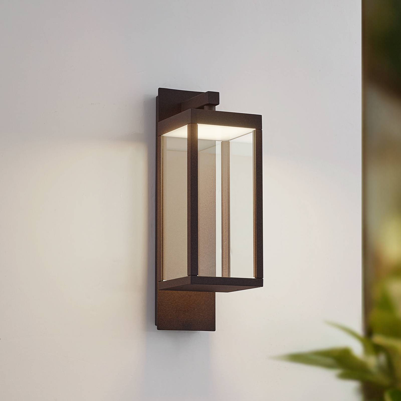 Lucande LED vonkajšie nástenné svietidlo Ferdinand, meď, kov, 38 cm