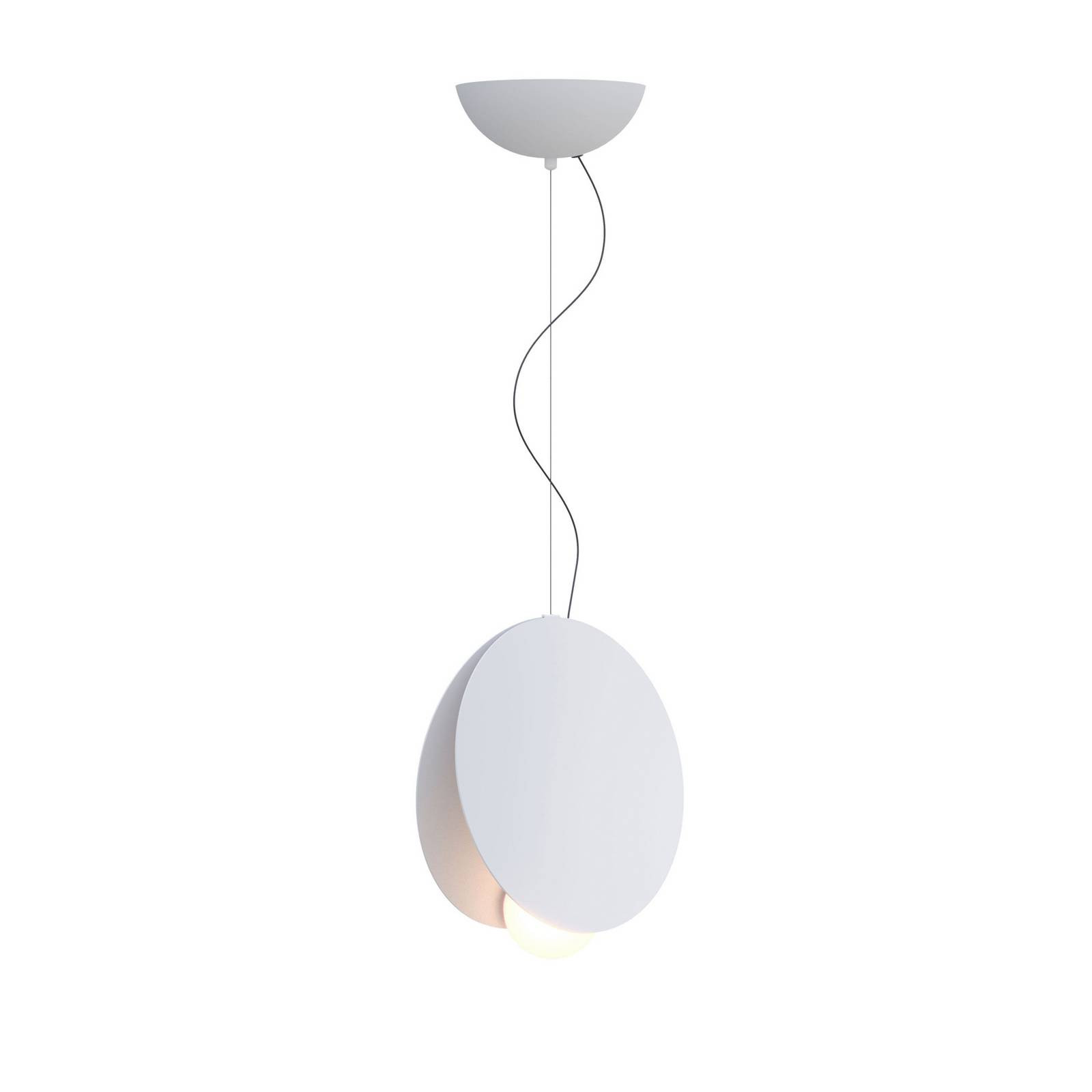 Fabbian závesné svetlo Akoya, biele, Ø30cm, 3000K, 1-10Vstmievateľné