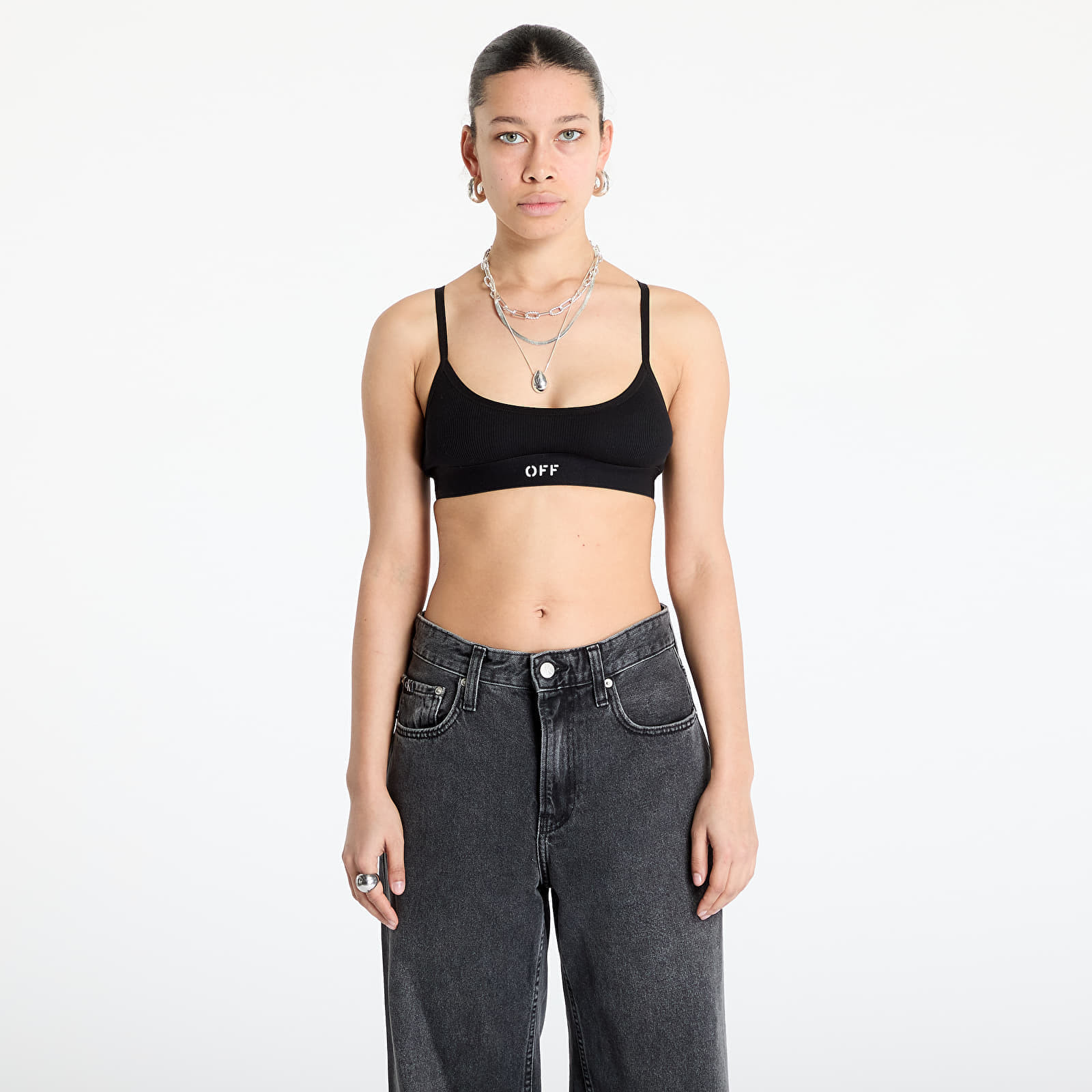 Off-White Off Rib Bralette Black/ White M