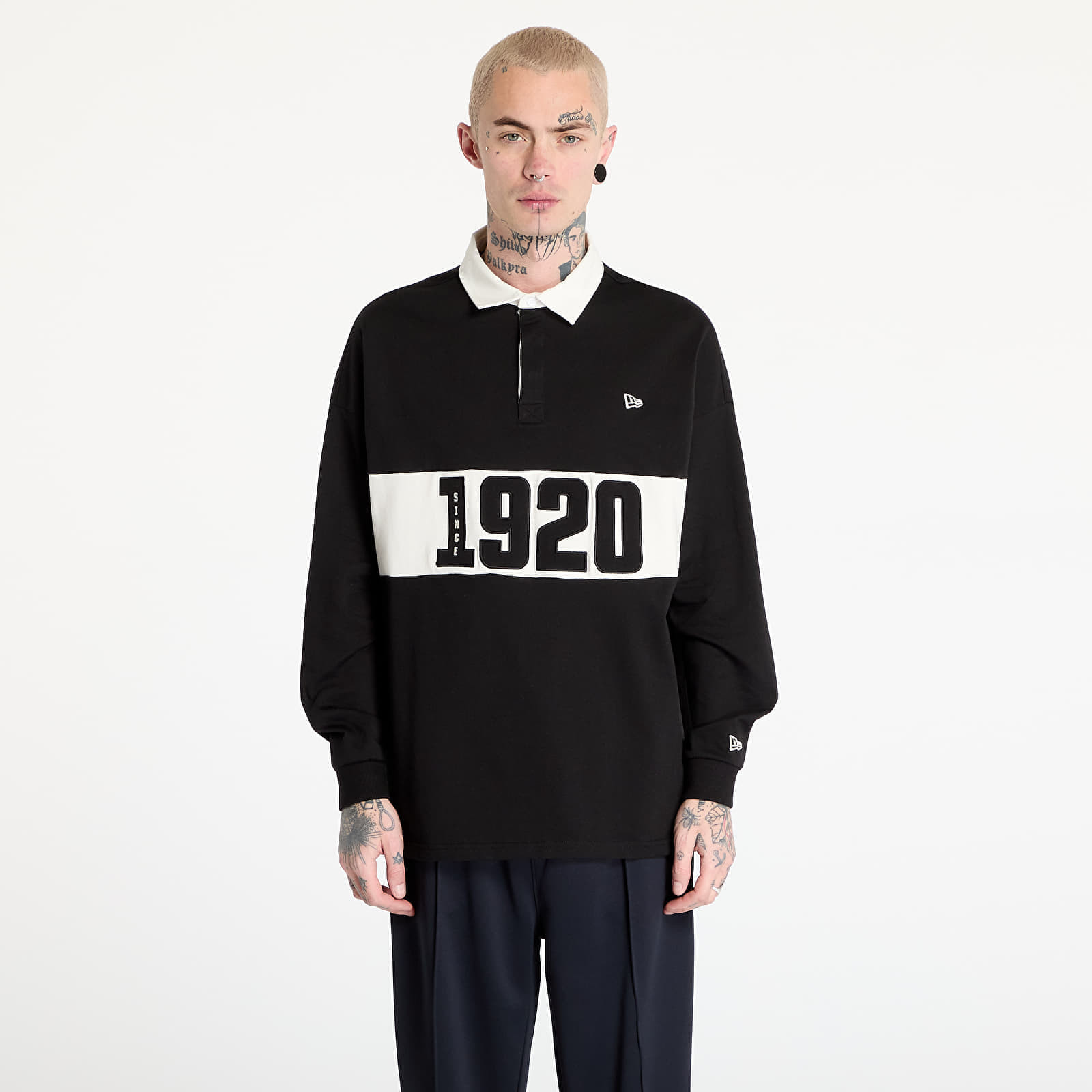 Tričko New Era Drop Shoulder Rugby Shirt UNISEX Black M