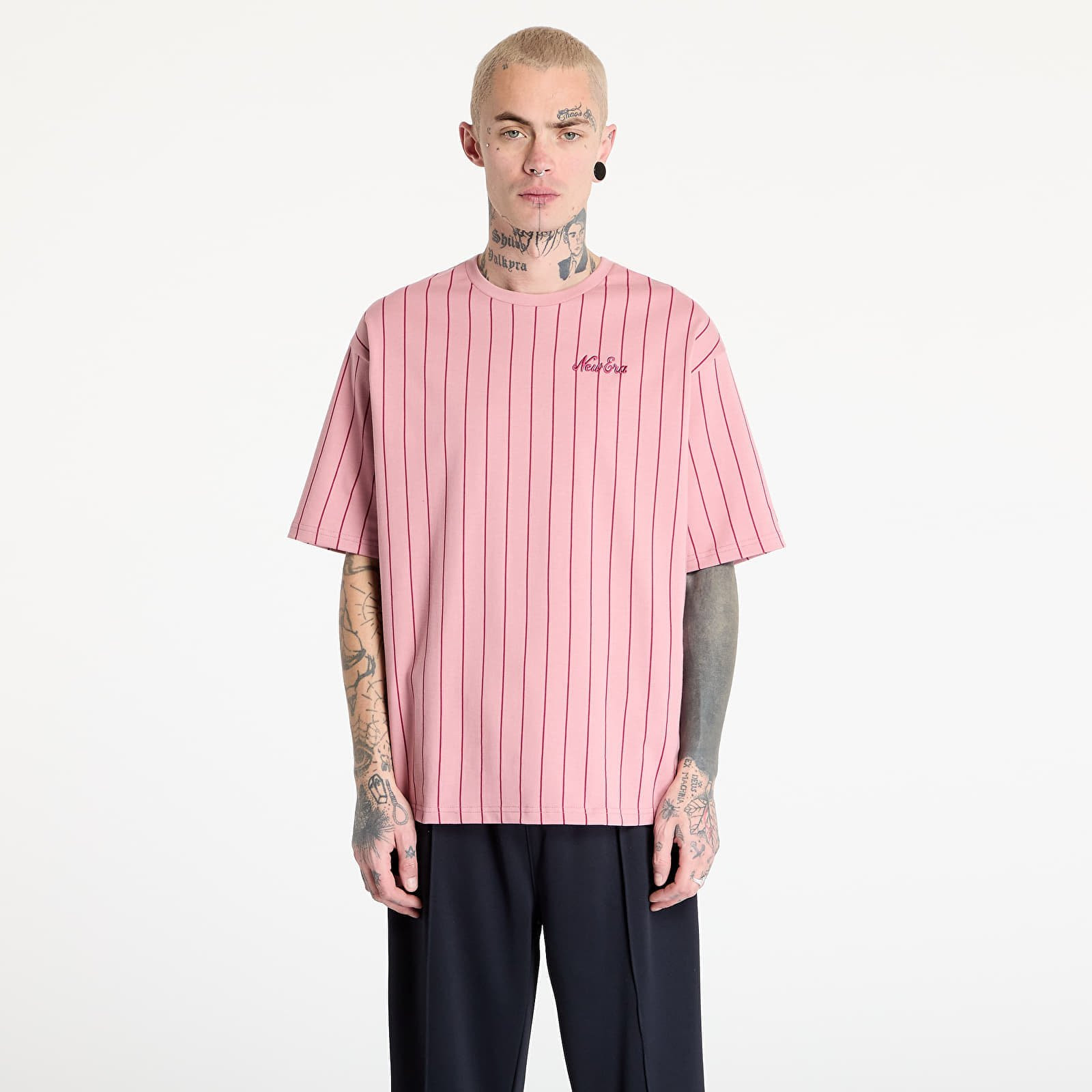 Tričko New Era Pinstripe Oversized T-Shirt UNISEX Dark Pink XS