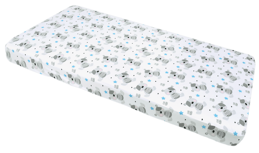 Medi Partners Fitted sheet for crib 120x60 – cotton – Teddy bear blue