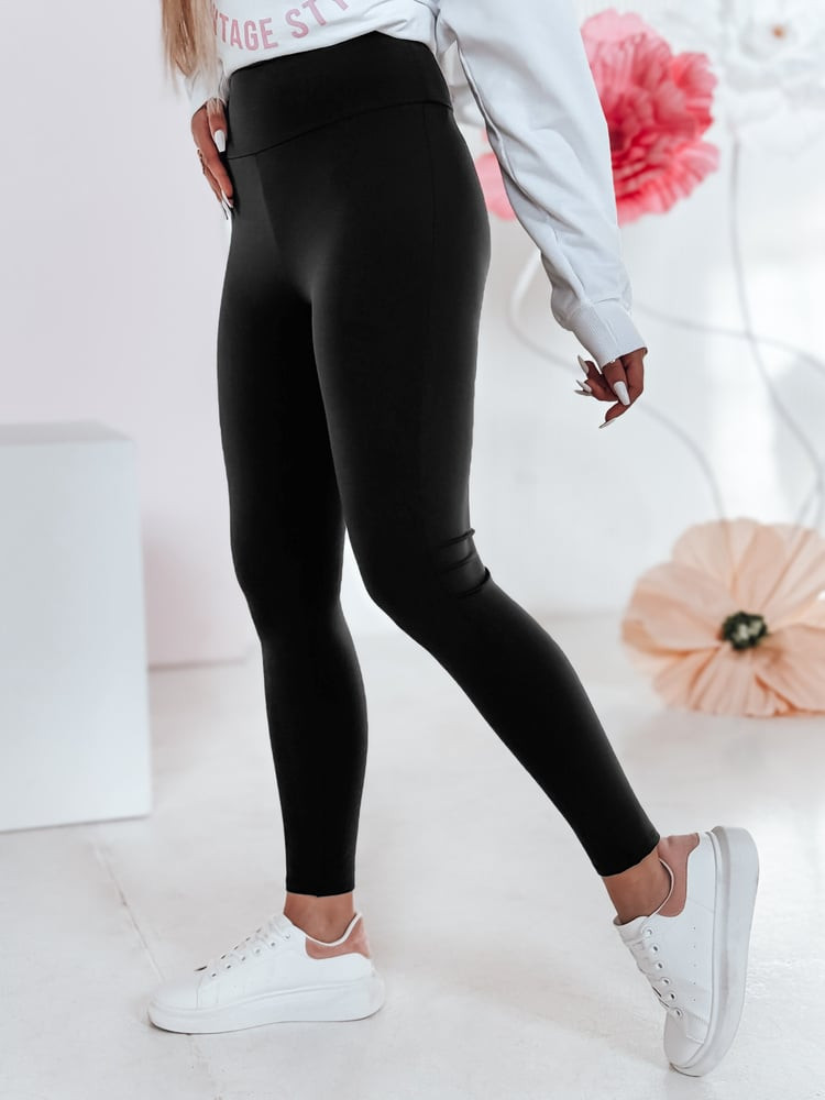 Legginsy damskie z wysokim stanem SOFLEGG czarne Dstreet