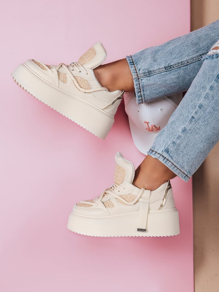 Sneakersy damskie na wysokiej platformie UPSOLE natura Dstreet