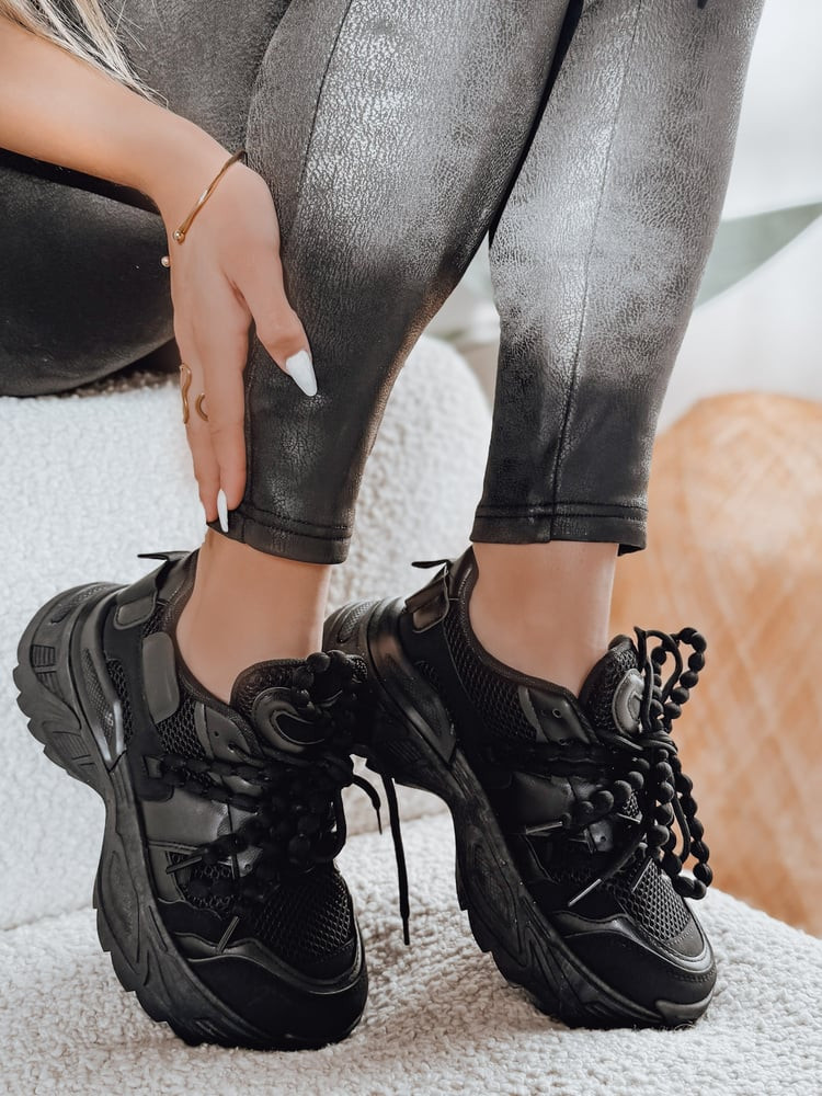 Sneakersy damskie na wysokiej platformie BEASTAR czarne Dstreet