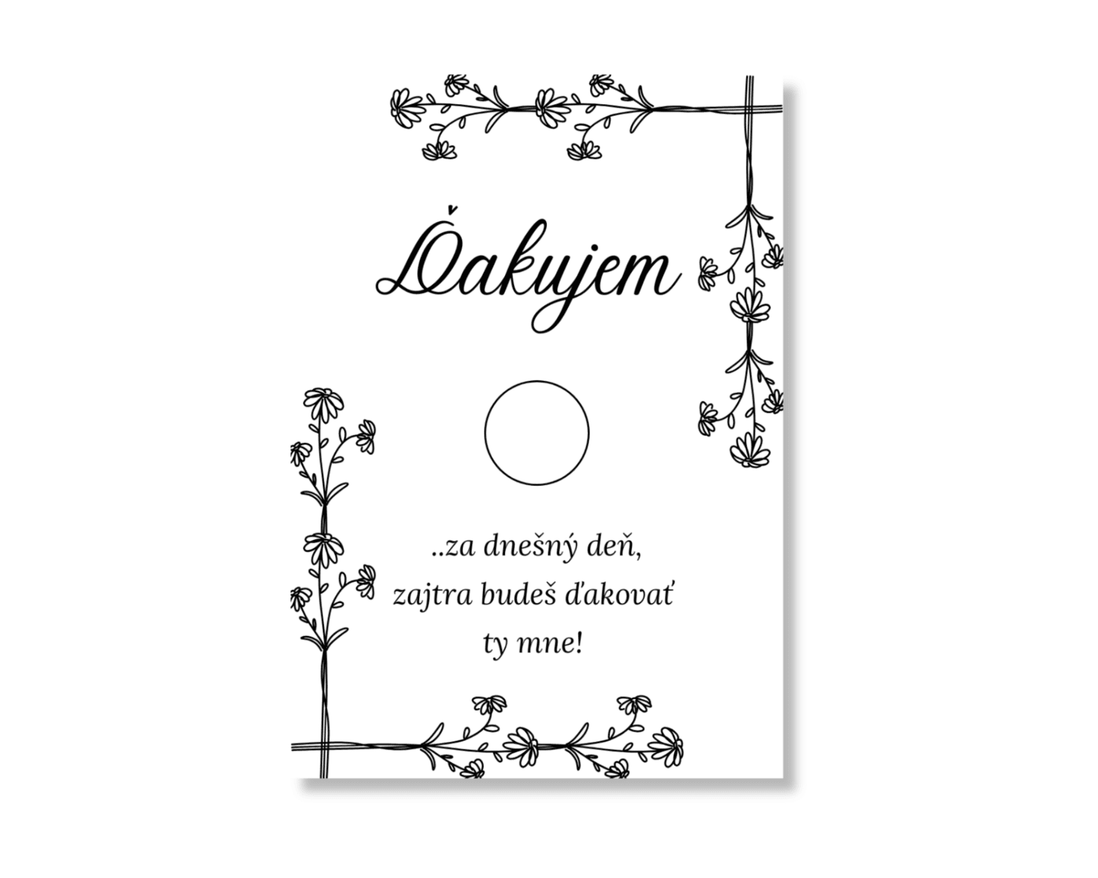 Personal Ďakovná kartička 8ks - Black ornament