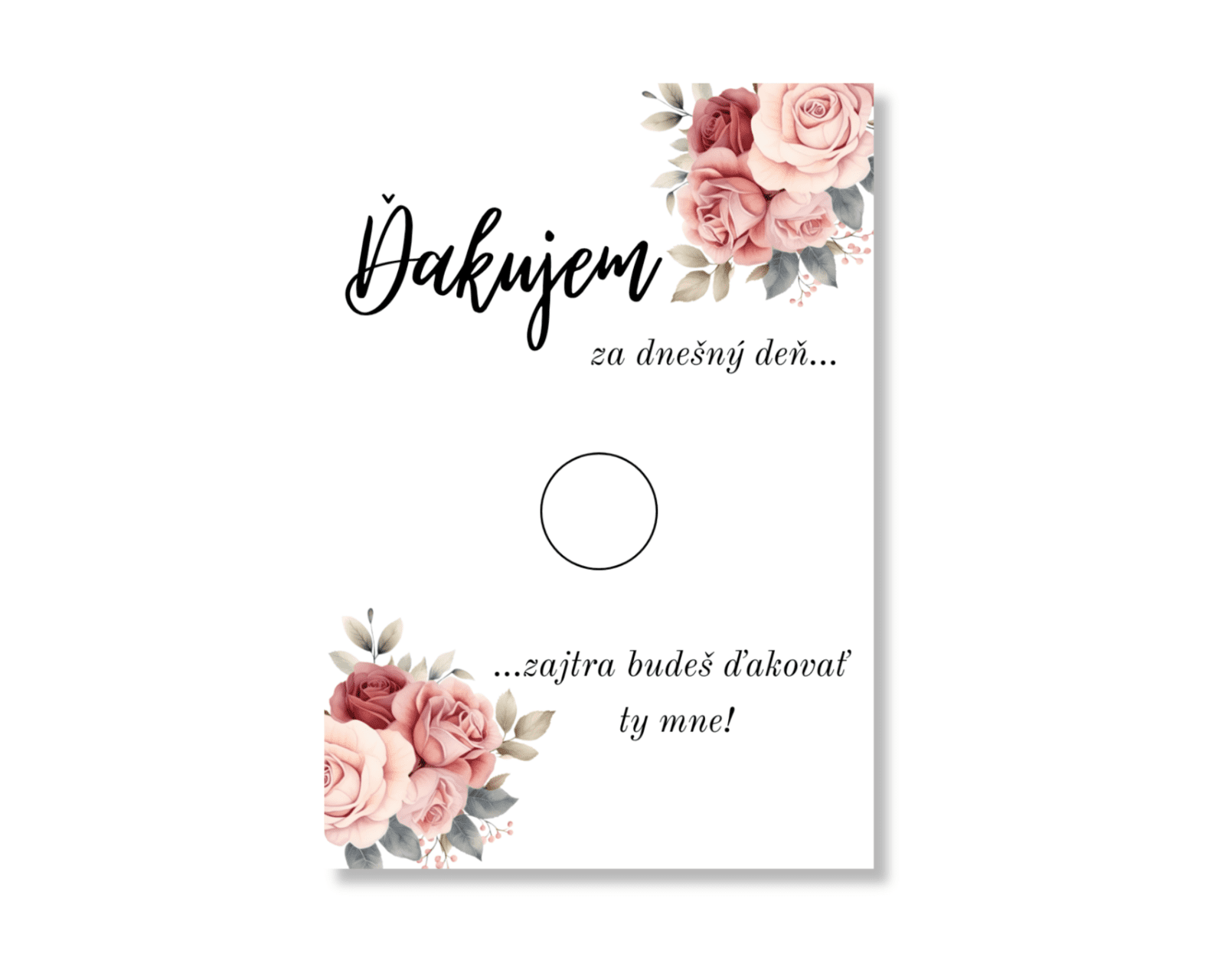 Personal Ďakovná kartička 8ks - Pink roses