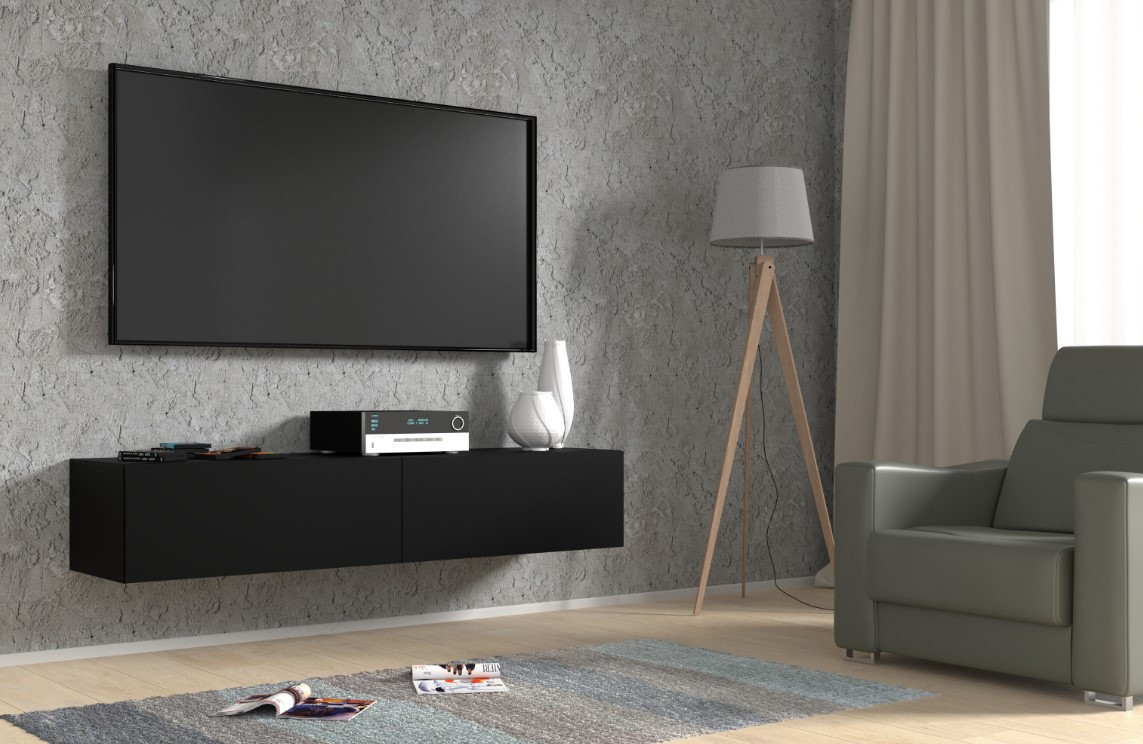ARTBm Závesný TV stolík BINGO 160 cm | čierny mat
