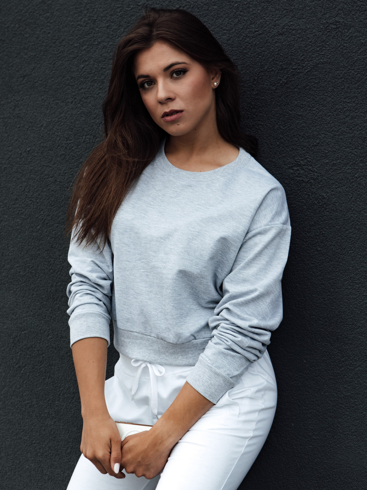 Dámska klasická mikina CASUALVIBE light grey Dstreet BY1300 S