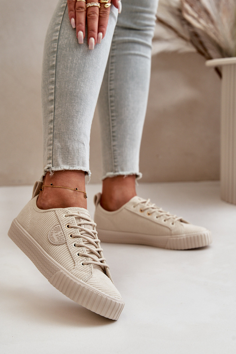 Manšestrové dámske tenisky zateplené Big Star Hi-Poly System Beige 37
