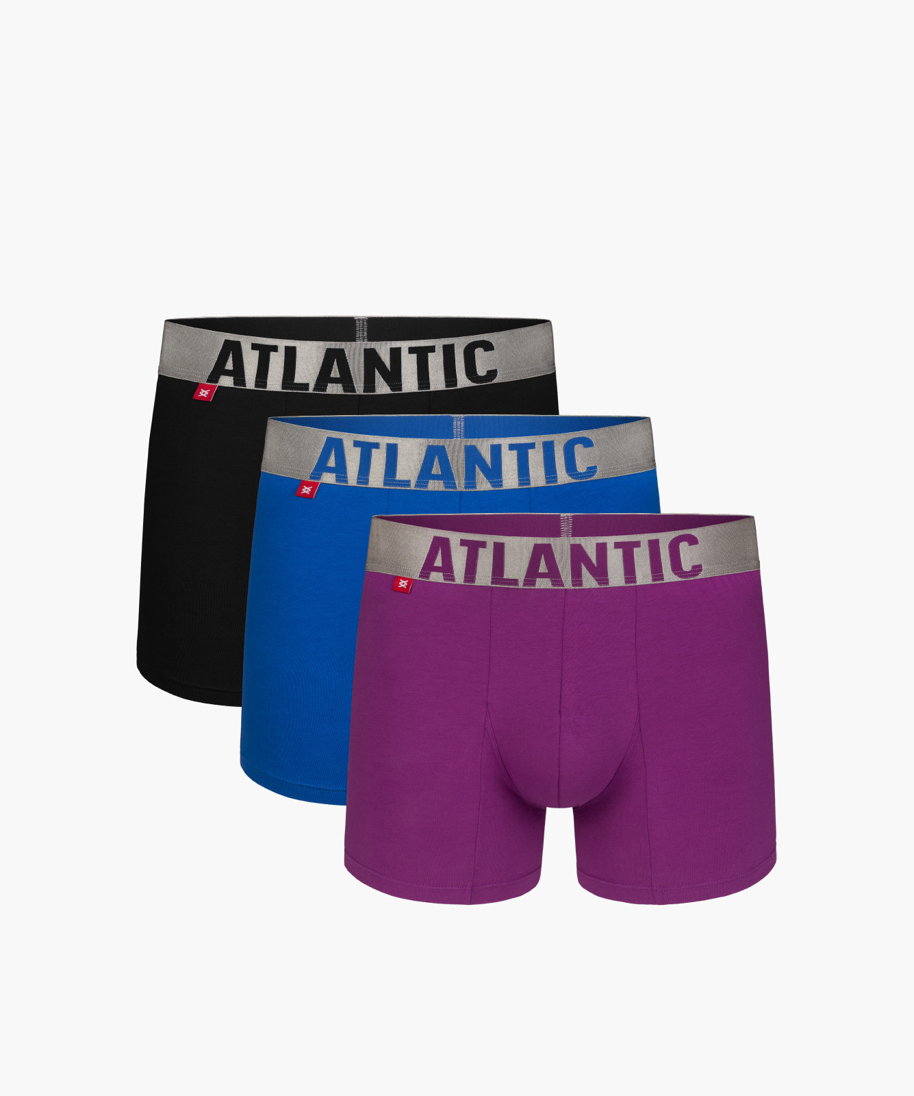Pánske športové boxerky ATLANTIC 3Pack - čierne/modré/fialové L