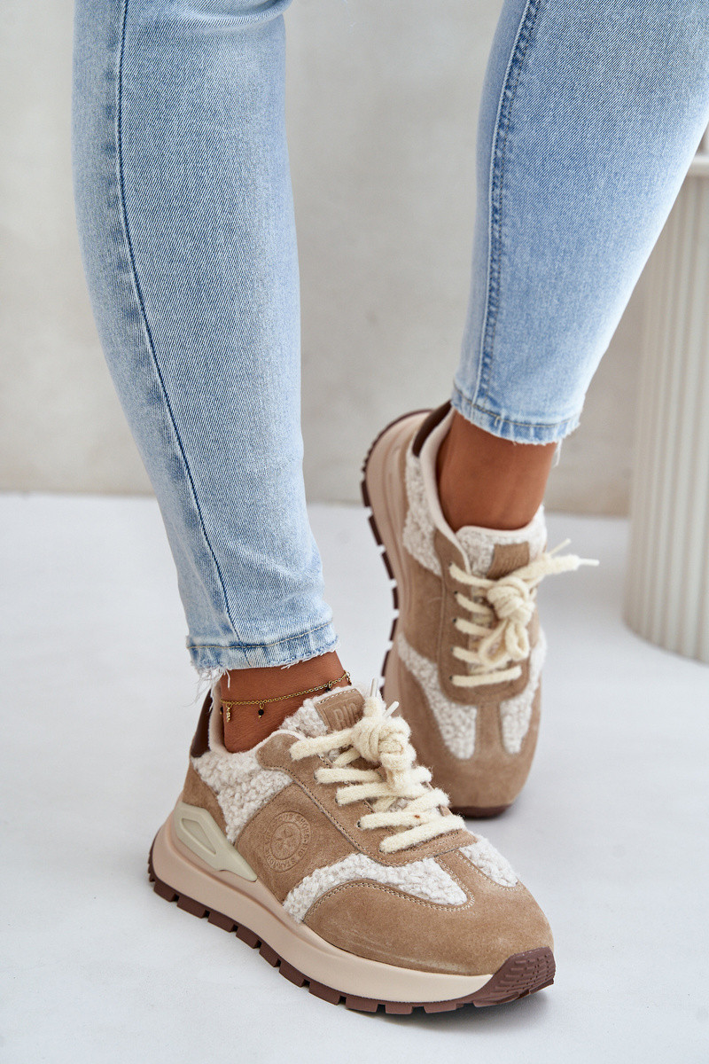 Zateplené dámske kožené tenisky Big Star HI-POLY SYSTEM Beige 38