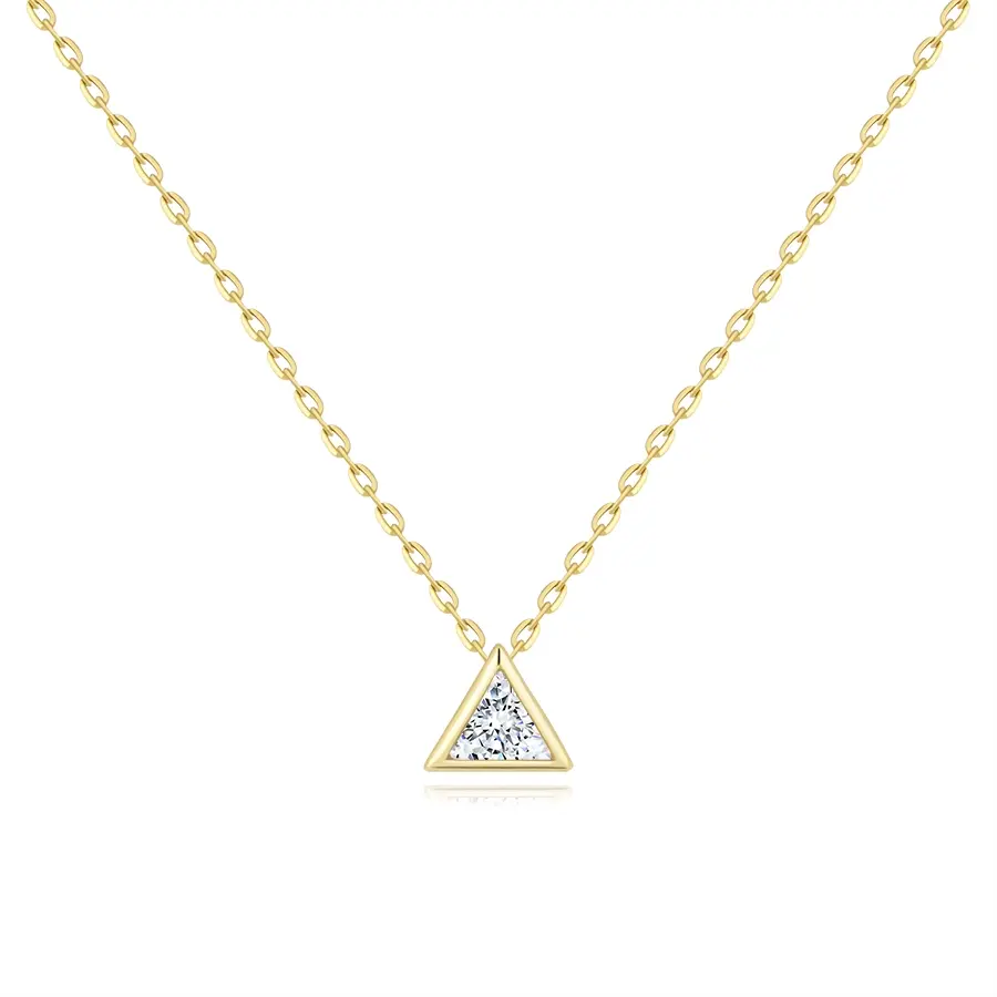 Zlatý 14K náhrdelník zo žltého zlata - drobný trojuholník s čírym zirkónom
