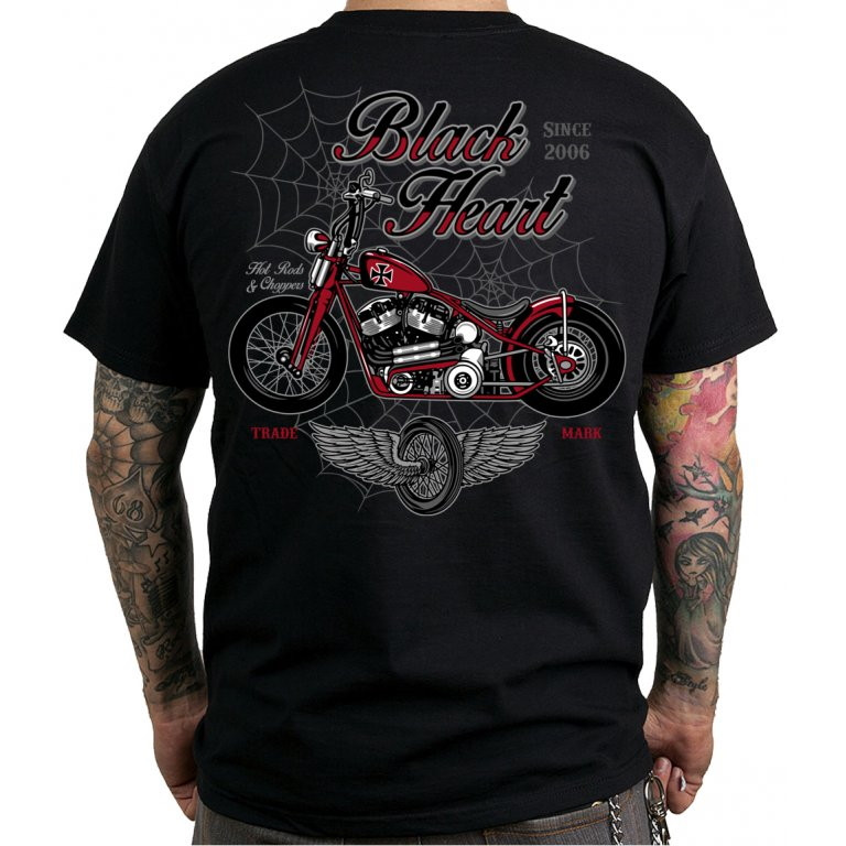 BLACK HEART Red Baron Chopper triko čierna - L