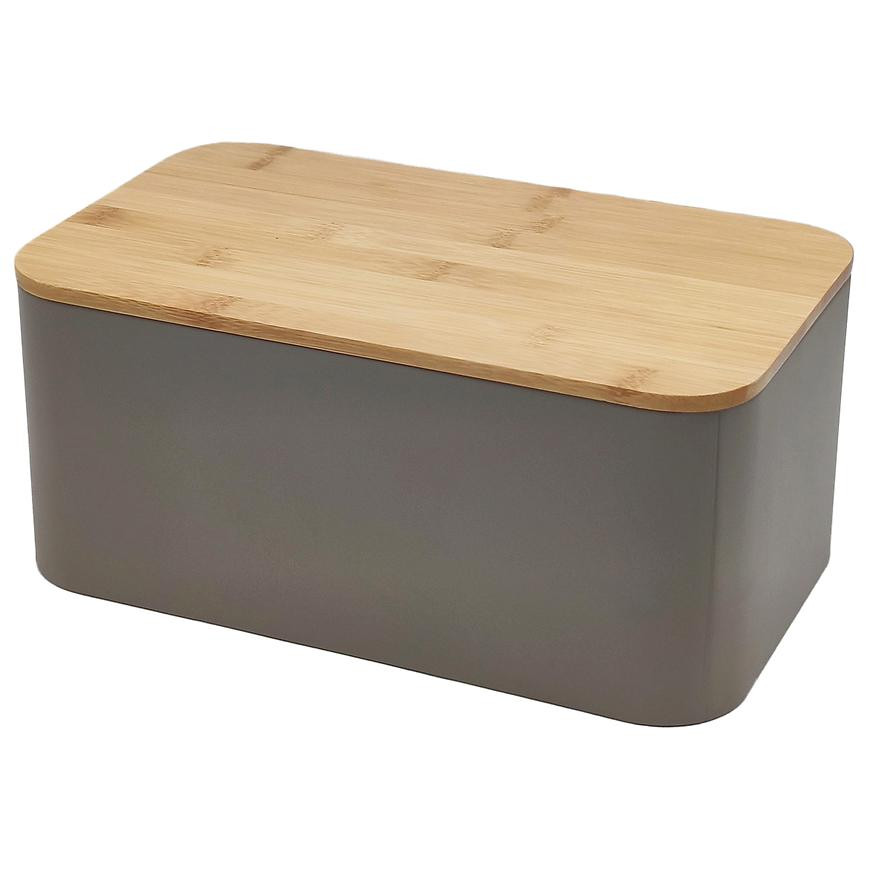 Chlebník s bambusovým vekom taupe FTC1898 30x18x13 cm