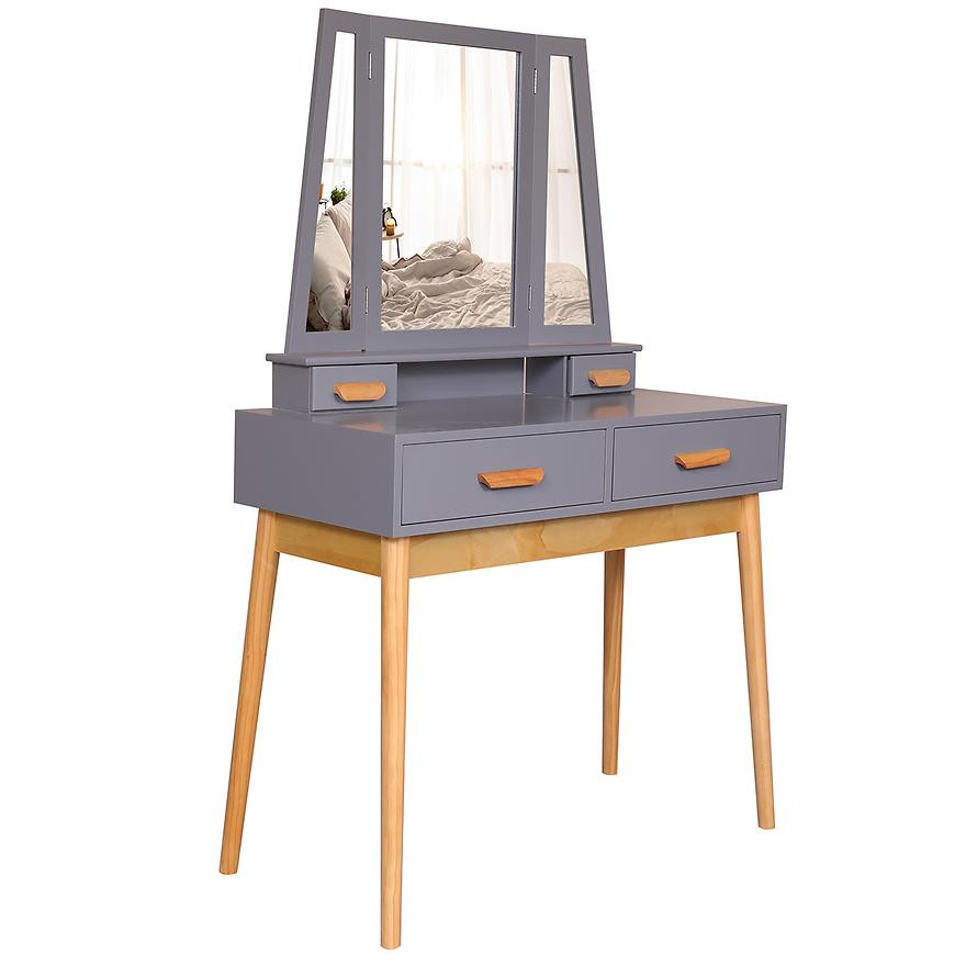 Toaletný stolík + Taburetka Sylvia 014 9513 sivá/prirodzené