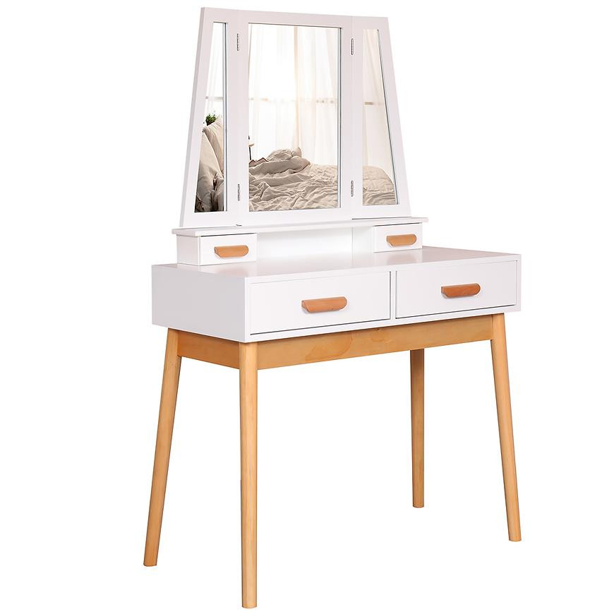 Toaletný stolík + Taburetka Sylvia 015 9514 biela/prirodzené