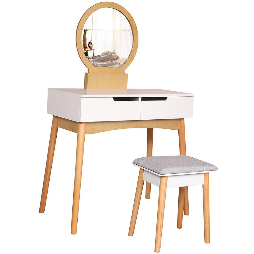 Toaletný stolík + Taburetka Sylvia 017 9515 biela/prirodzené