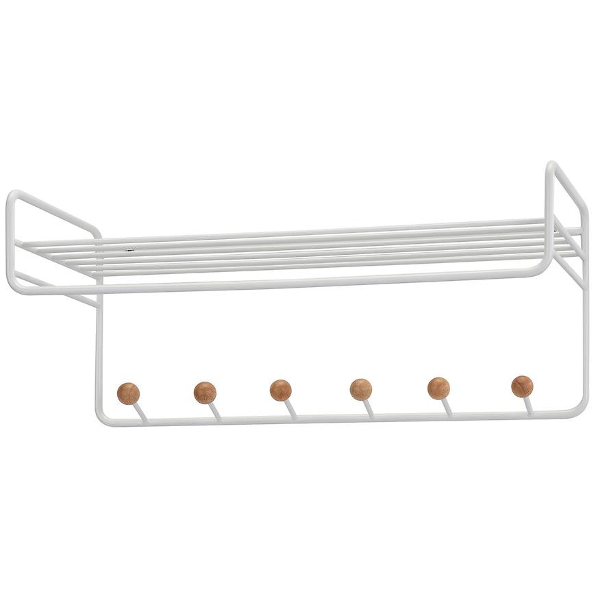 Nástenný vešiakS policou a háčikmi Gc7230 Biela/Prirodzené