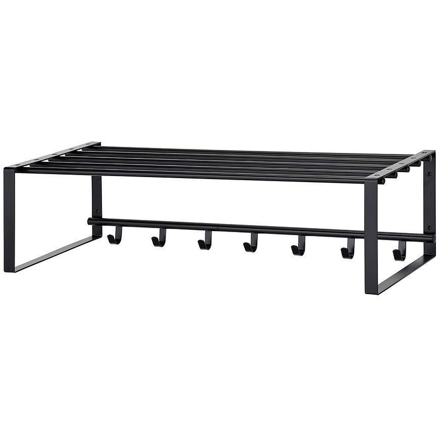 Nástenný vešiakS policou a háčikmi G6818-1 Čierna