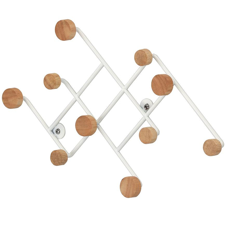 Nástenný vešiak  a háčikmi Gc5014 Biela/Prirodzené