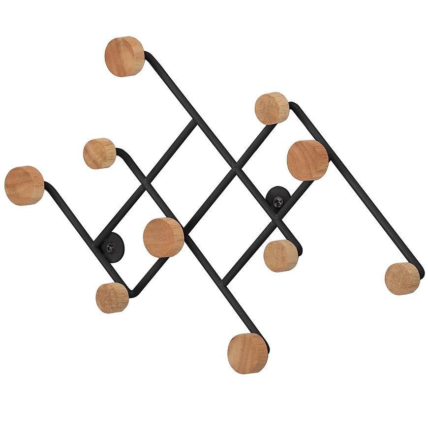 Nástenný vešiak a háčikmi Gc5014 Čierna/Prirodzené