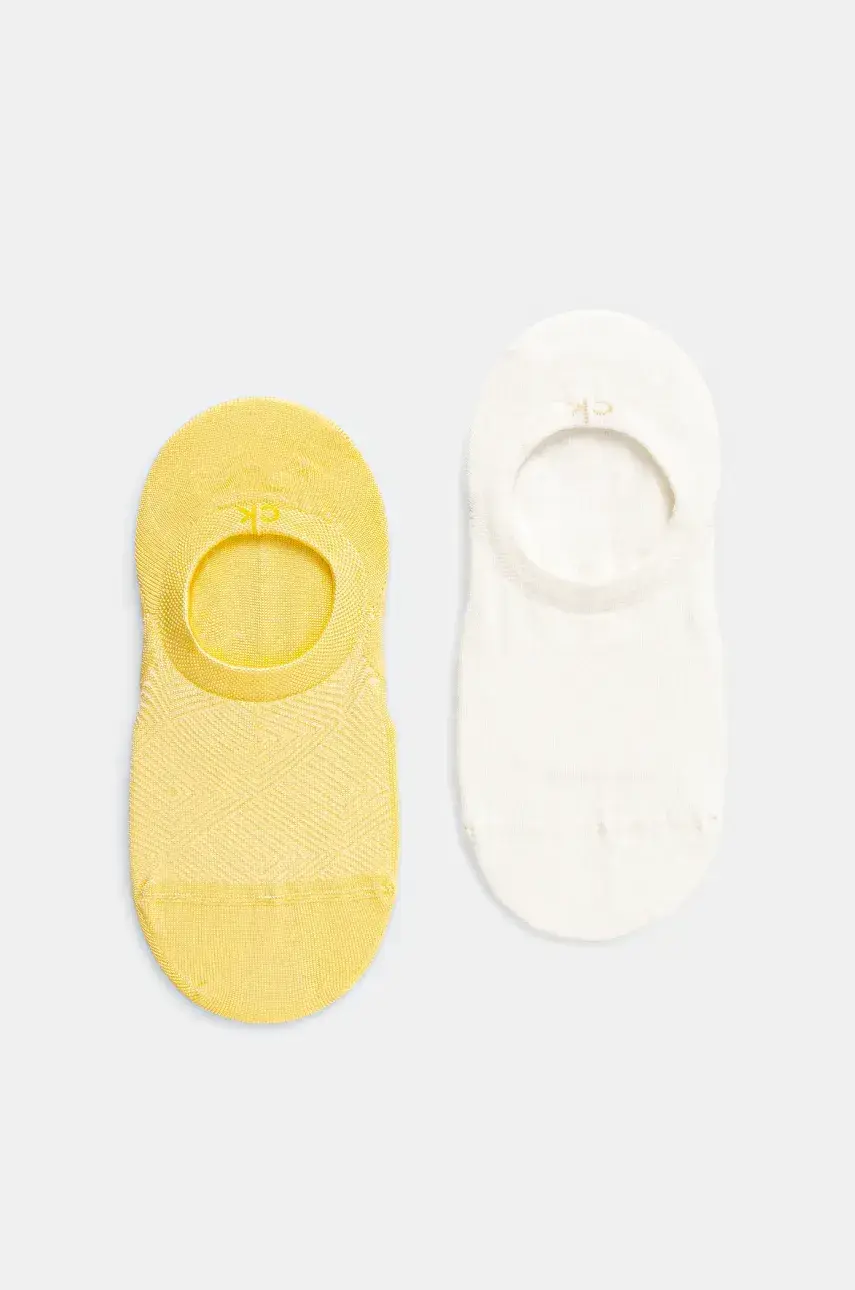 Ponožky Calvin Klein 2-pak dámske, žltá farba, 701232644