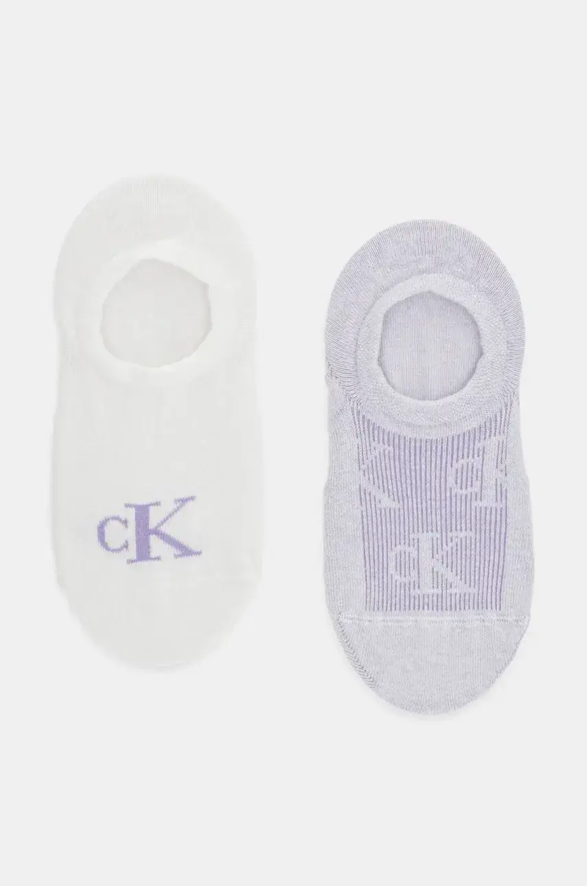 Ponožky Calvin Klein Jeans 2-pak dámske, fialová farba, 701231402
