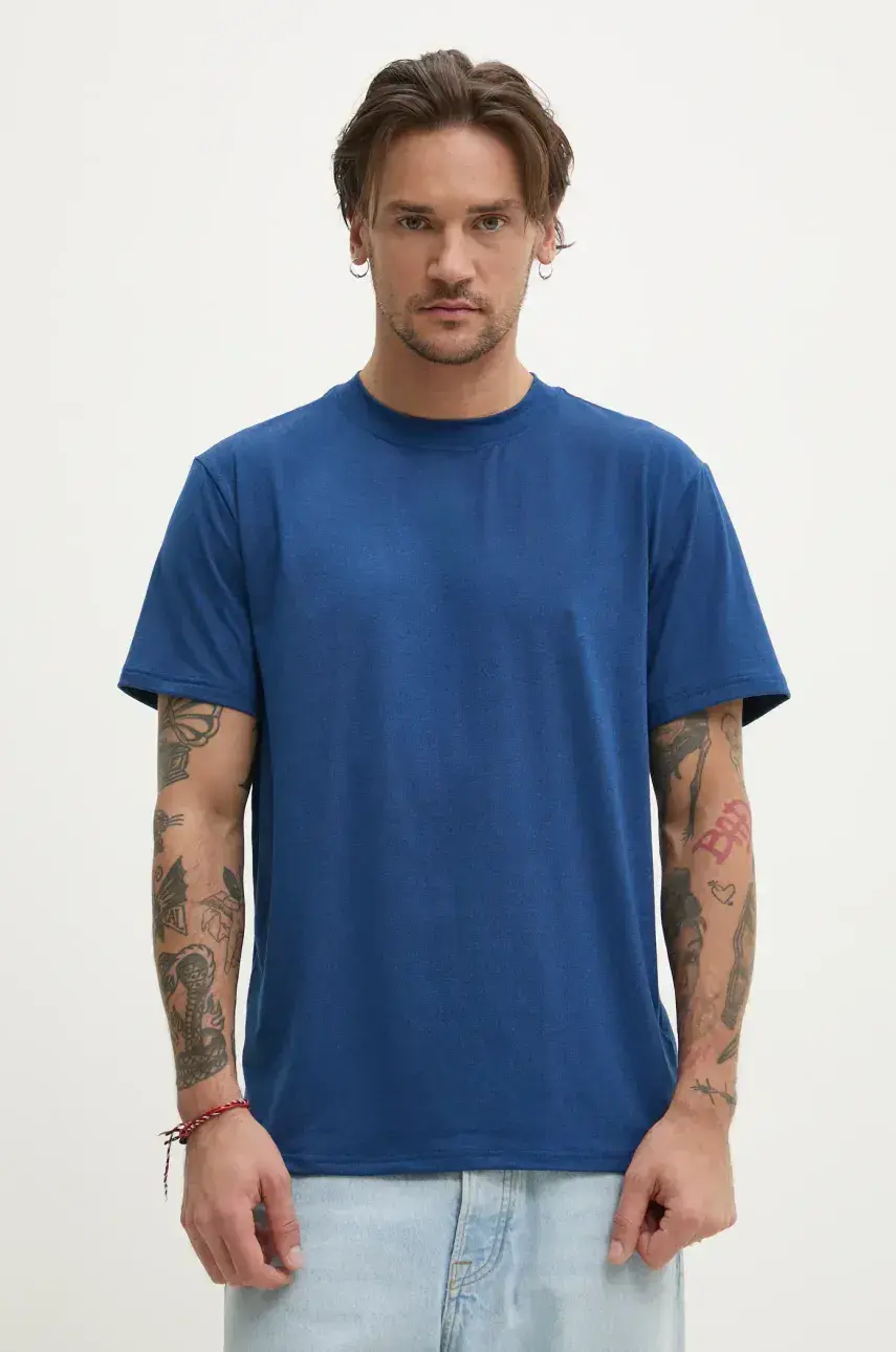 Tričko Hollister Co. pánske, tmavomodrá farba, melanžové, KI324-5089
