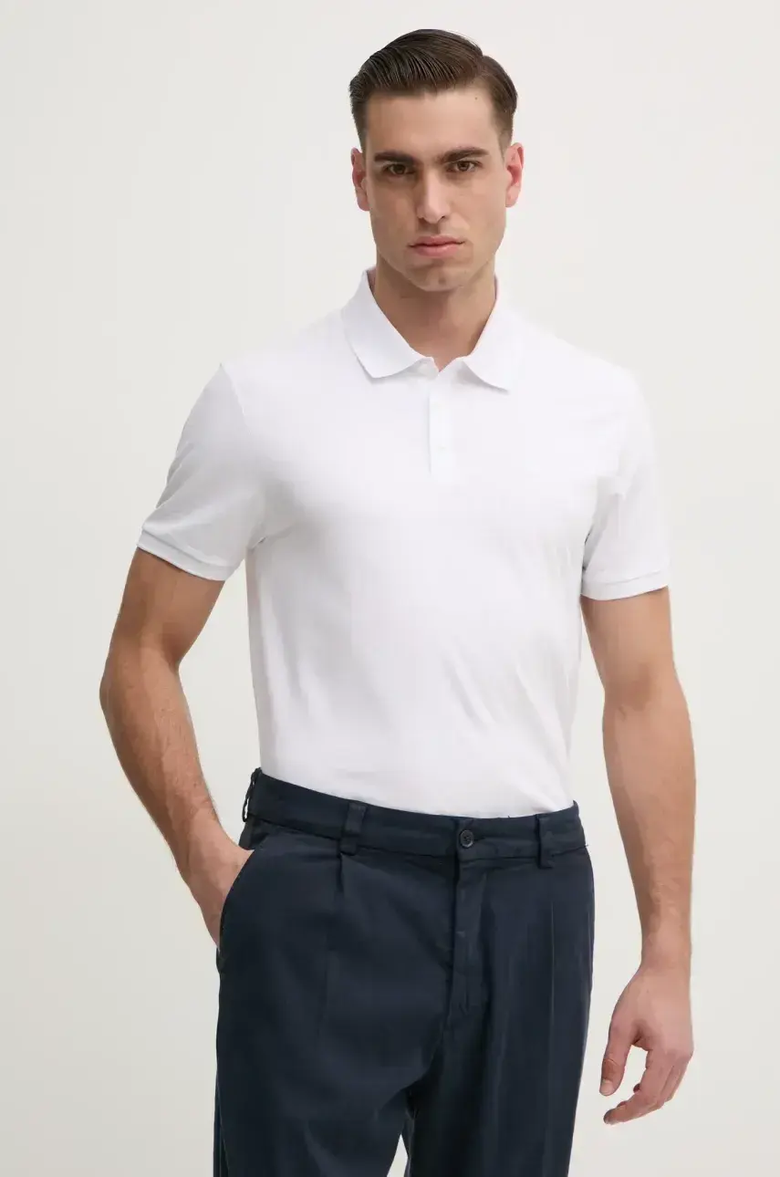 Polo tričko Calvin Klein Jeans pánske, biela farba, jednofarebné, LV040HM281