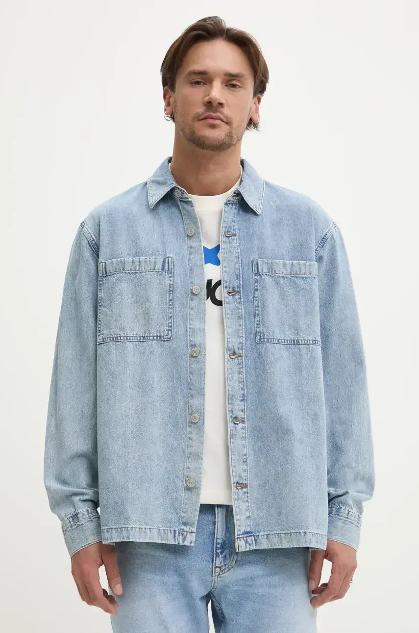 Rifľová košeľa Hollister Co. pánska, voľný strih, s klasickým golierom, KI325-5019