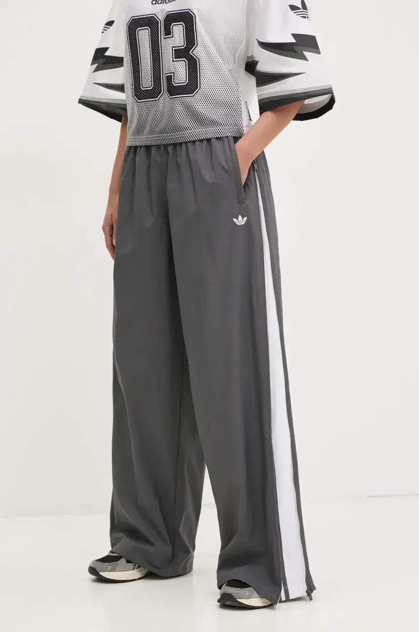 Tepláky adidas Originals WOVEN TP dámske, šedá farba, jednofarebné, JY8880