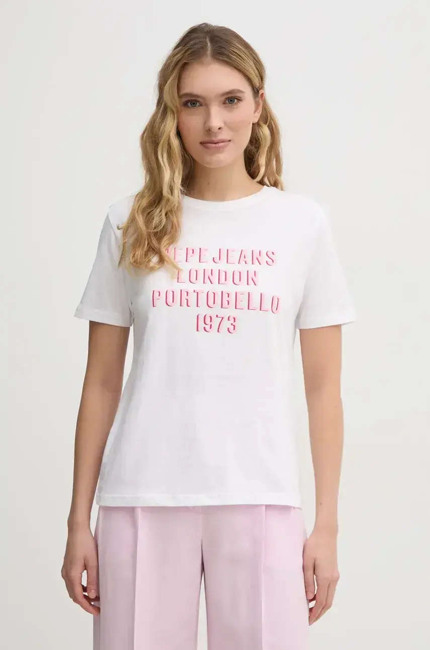 Bavlnené tričko Pepe Jeans RUBY dámske, biela farba, PL506027