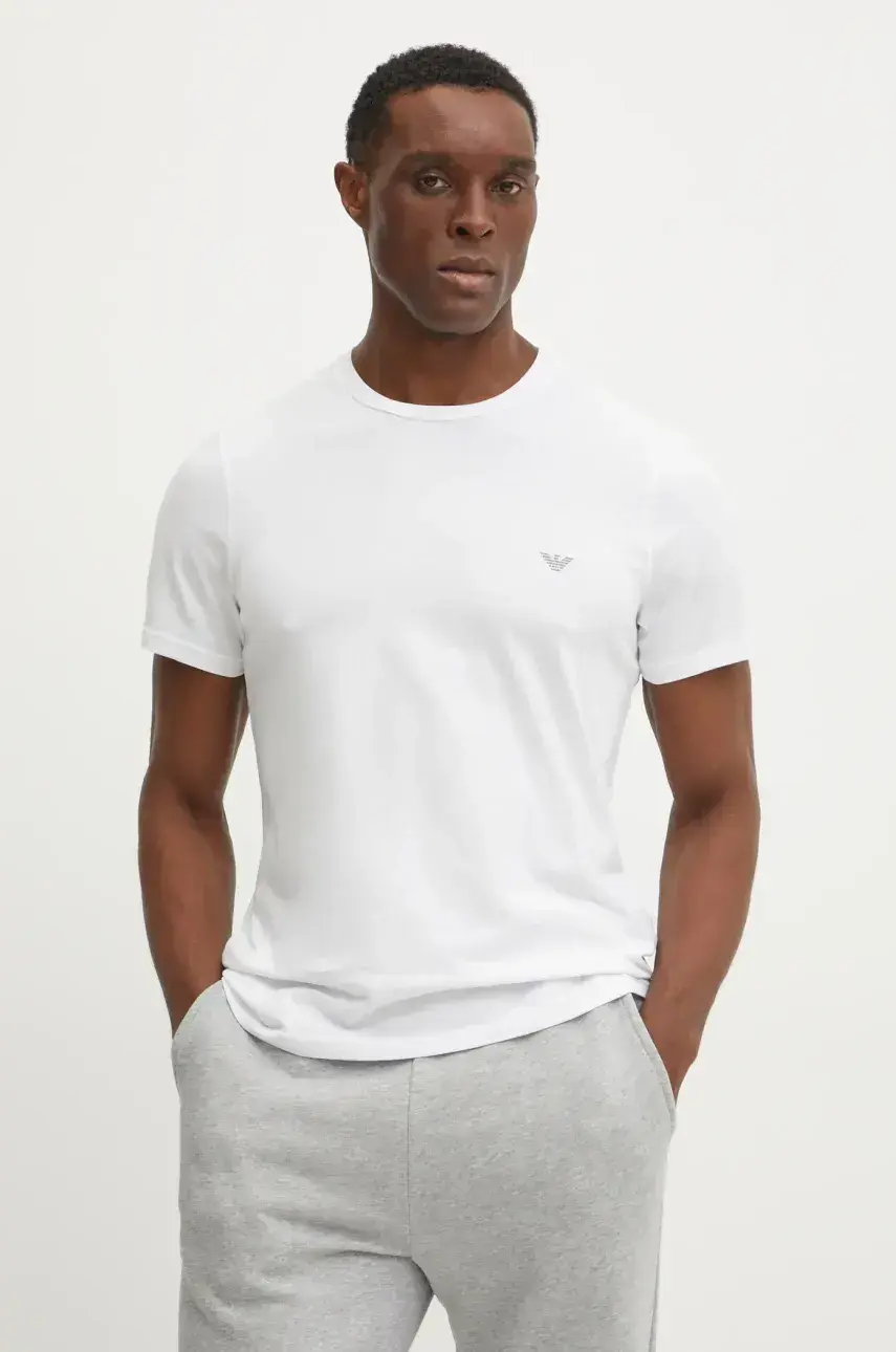 Tričko Emporio Armani Underwear 2-pak pánske, biela farba, melanžový, EM000391 AF10776