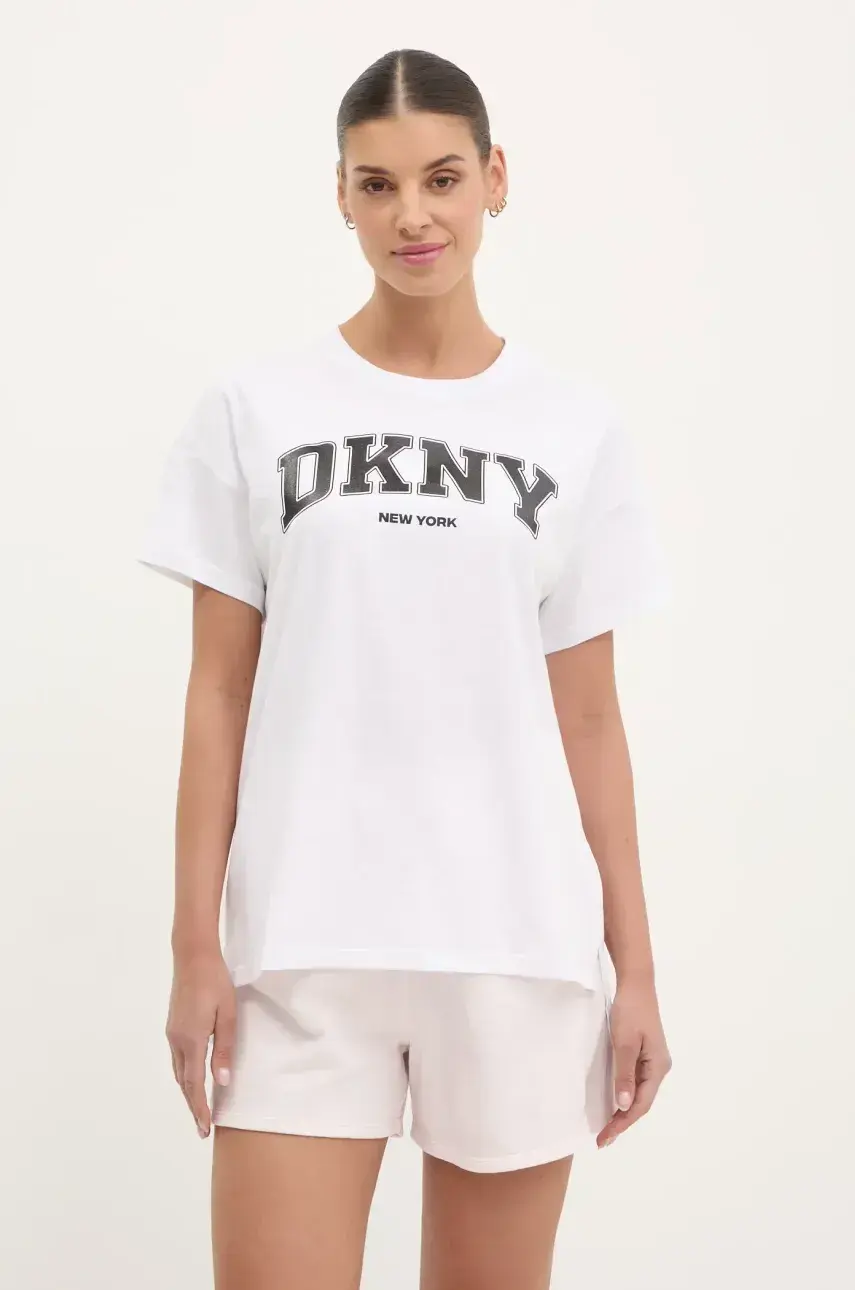 Bavlnené tričko Dkny dámske, biela farba, DP5T1224
