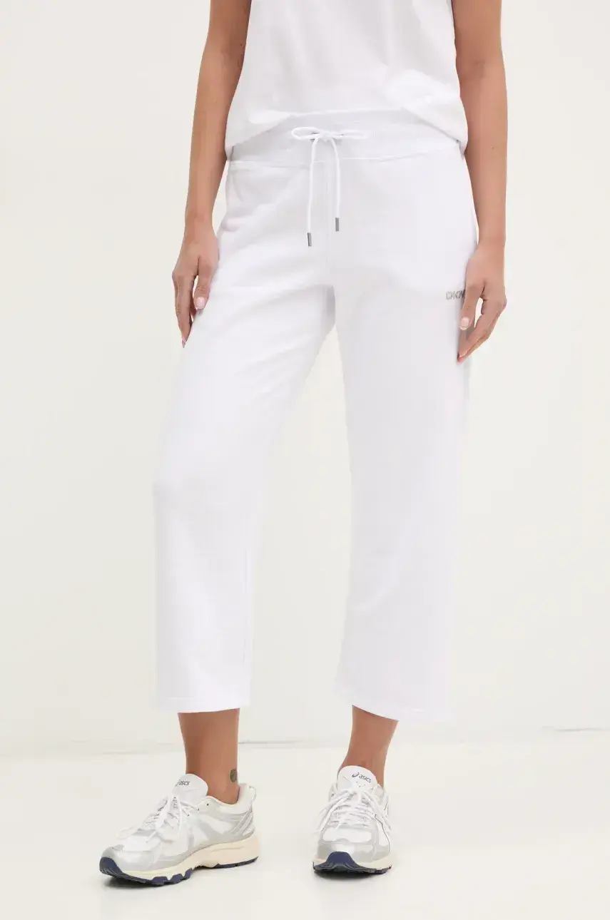 Tepláky Dkny dámske, biela farba, jednofarebné, DP5P3624