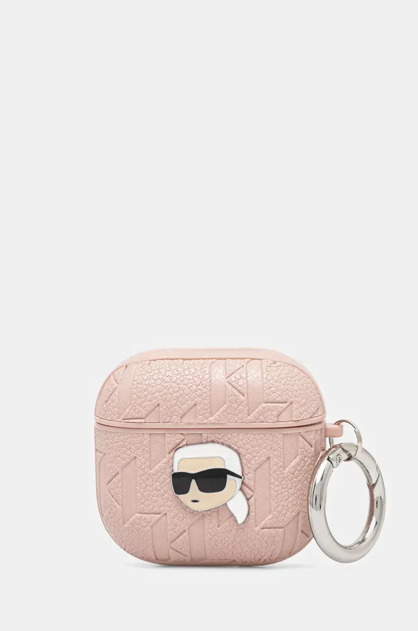 Puzdro na airpods Karl Lagerfeld 4 ružová farba, KLA4PGKIPP