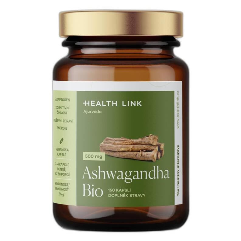 HEALTH LINK Ashwagandha 500 mg BIO 150 kapsúl, poškodený obal