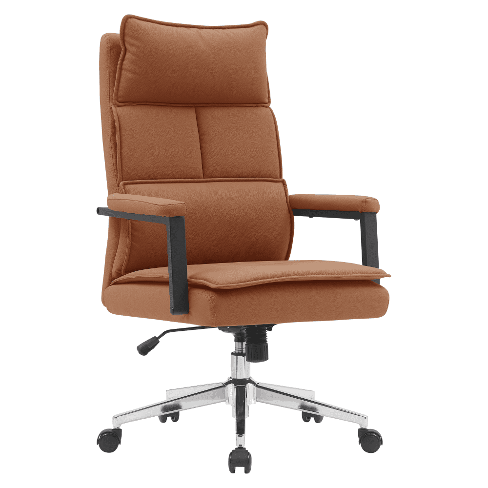 Kancelárske kreslo, hnedá camel ekokoža/chróm, KAHIL