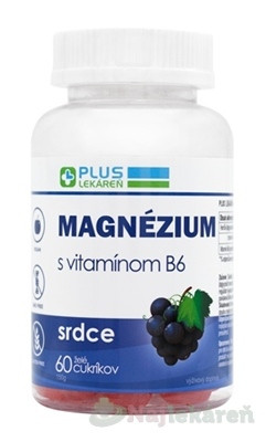 PLUS LEKÁREŇ MAGNÉZIUM s vitamínom B6 želé s príchuťou hrozna 60ks