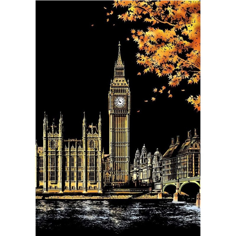 NO-1006242 DR Vyškrabávací obrázok - Big Ben - London