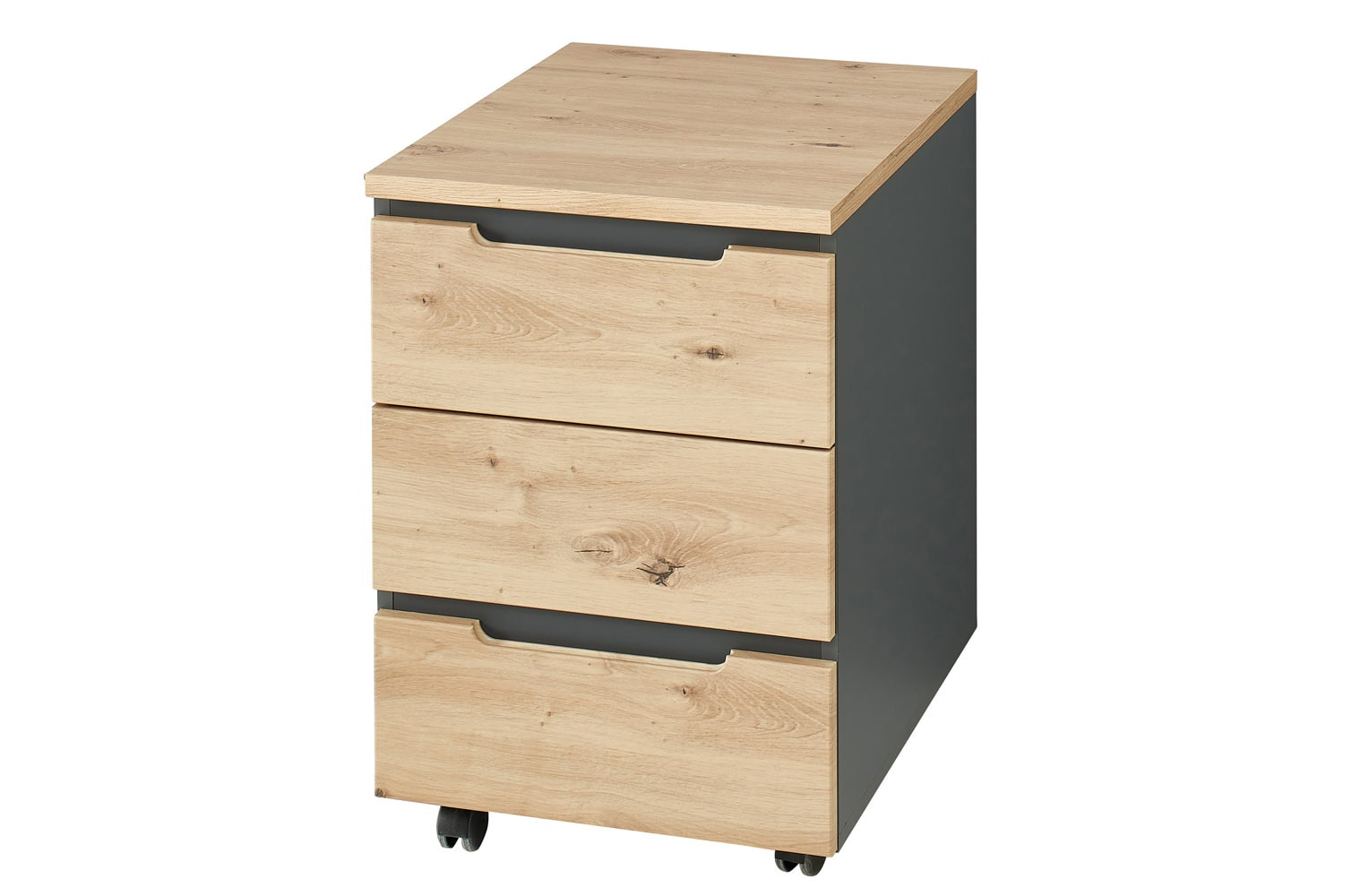 Kancelářský kontejner Brego 17 45 cm se zásuvkami grafit/dub Artisan