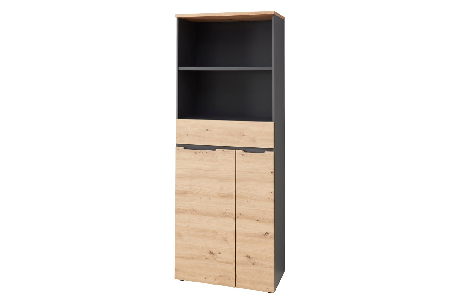 Kancelářský regál Brego 02 75 cm se zásuvkou grafit/dub Artisan