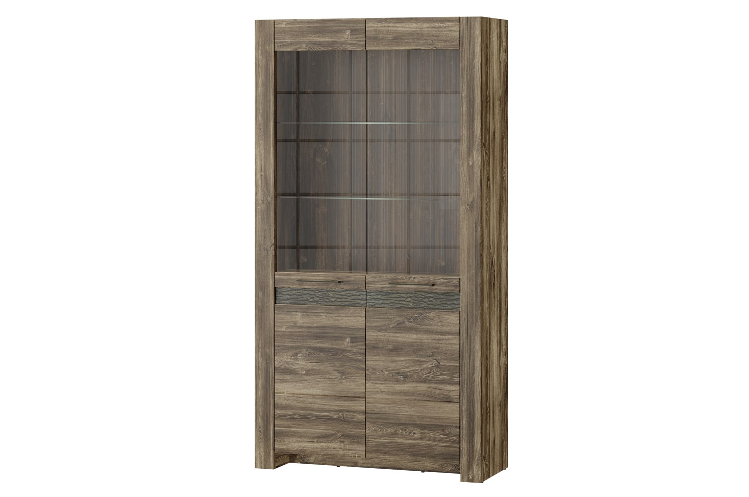 Vitrína Belveder 102 cm 12 s LED osvětlením dub Stirling