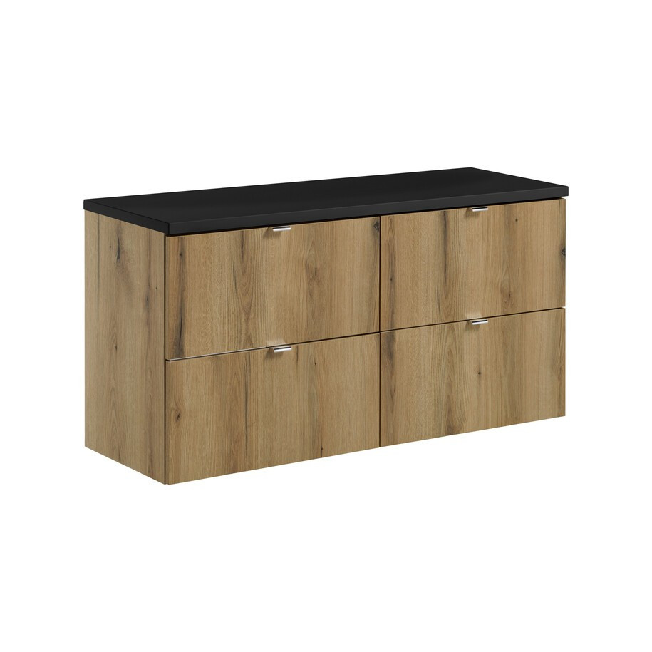 Závěsná skříňka pod umyvadlo Nova Oak s deskou 120 cm dub evoke/černá