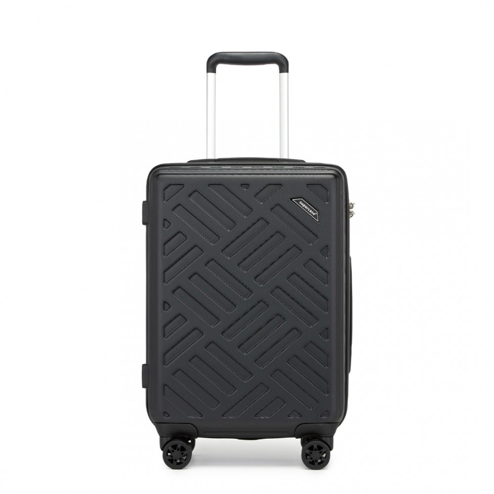 Kabínový škrupinový kufor 31 L - Geometrický vzor - ABS+PC - Supercase - čierna