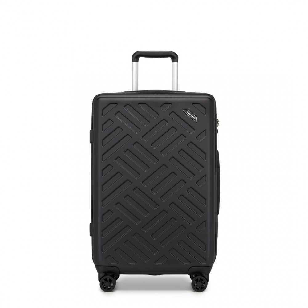 Stredný škrupinový kufor 56 L - Geometrický vzor - ABS+PC - Supercase - čierna