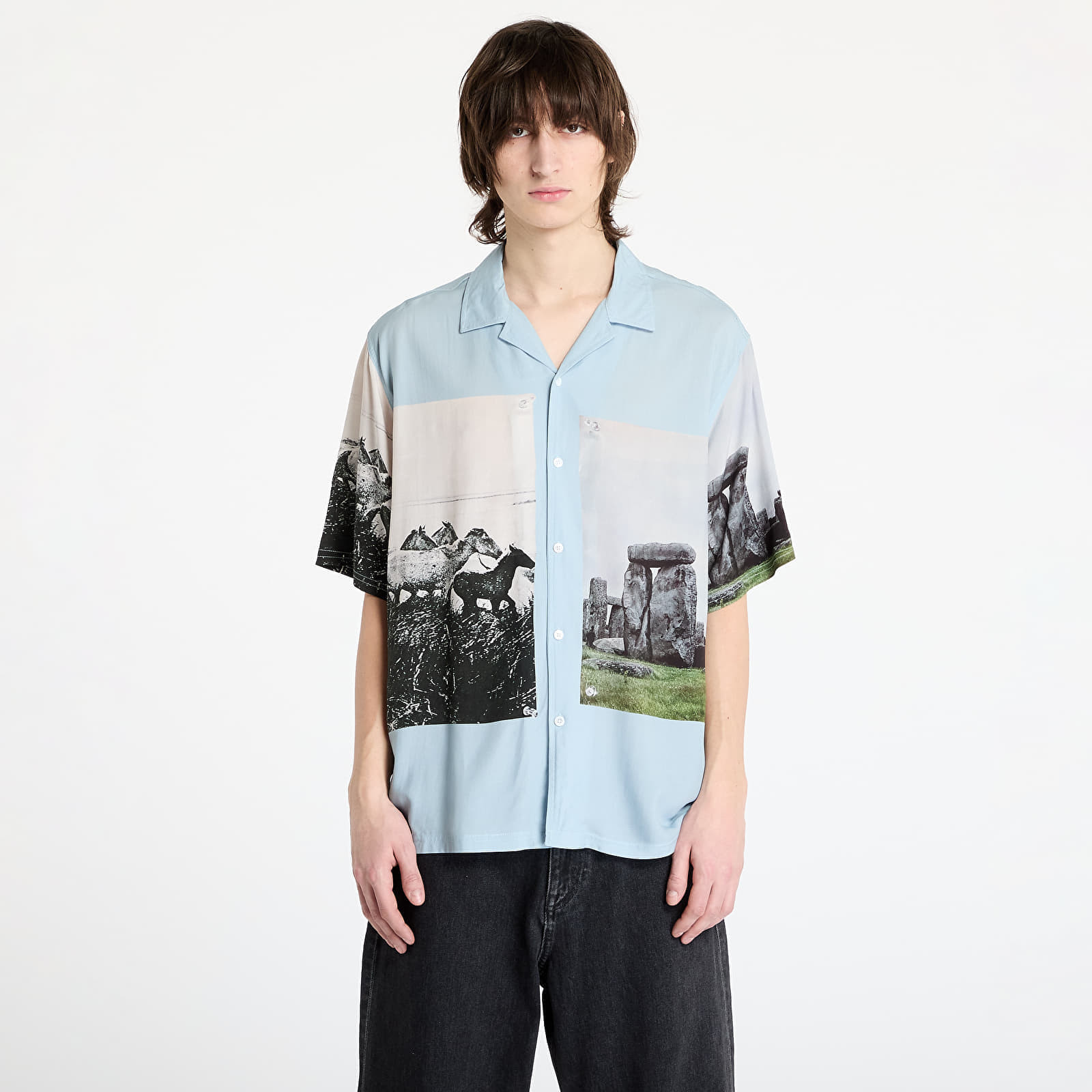 Košeľa PLEASURES Stone Horse Button Down Shirt Powder Blue S