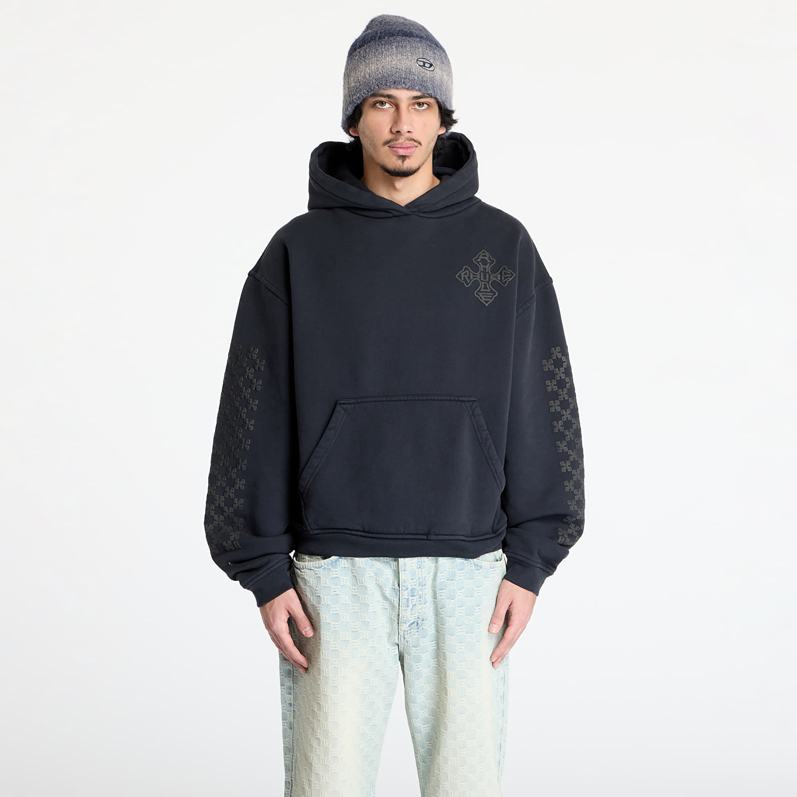 Mikina Rhude Cross Logo Hoodie Vintage Black/ Black S