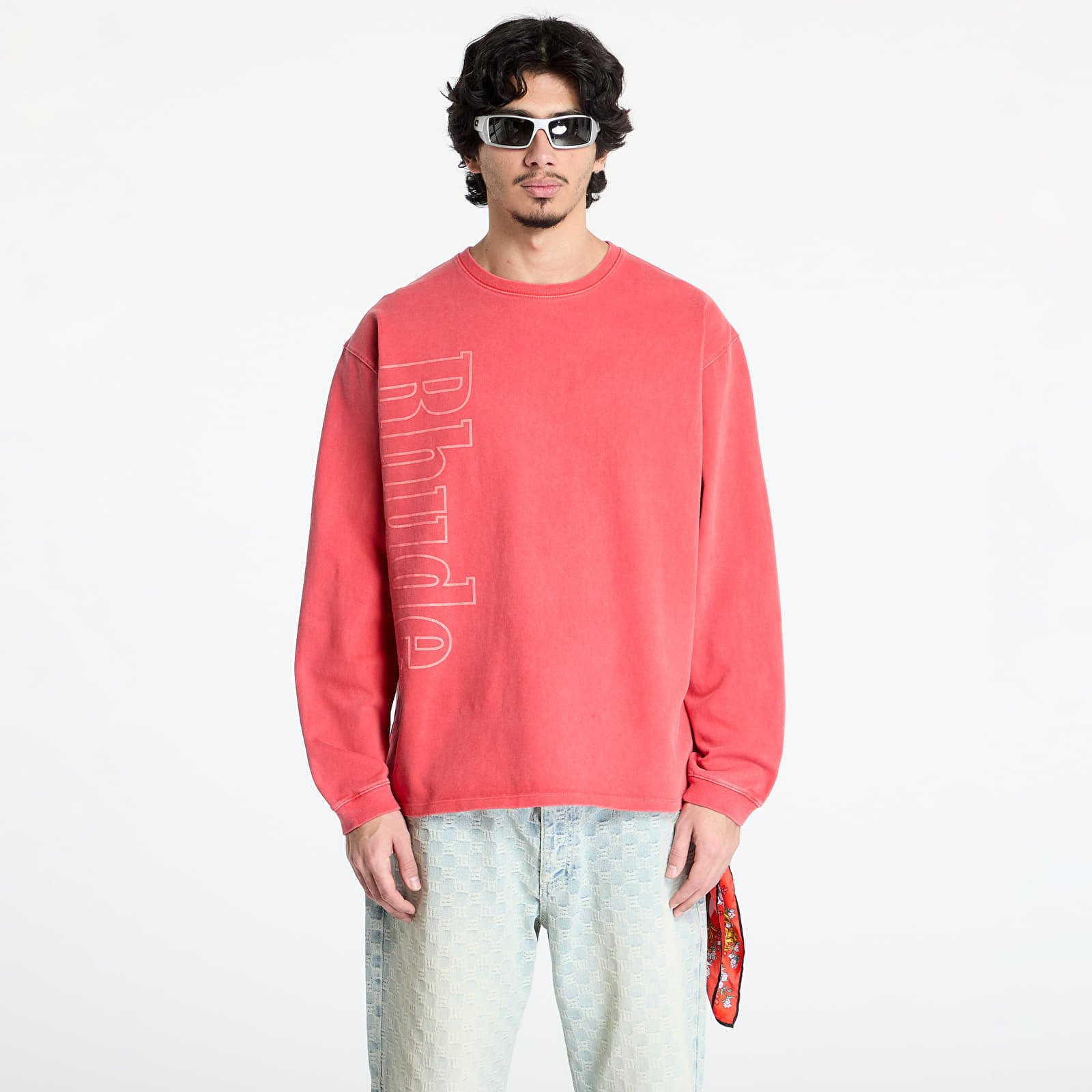 Tričko Rhude Logo Longsleeve Tee Vintage Red S